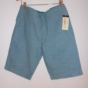 NEW! No Boundaries Mens At the Knee Flat Front Shorts‎ W32 Cotton BlueChamgray